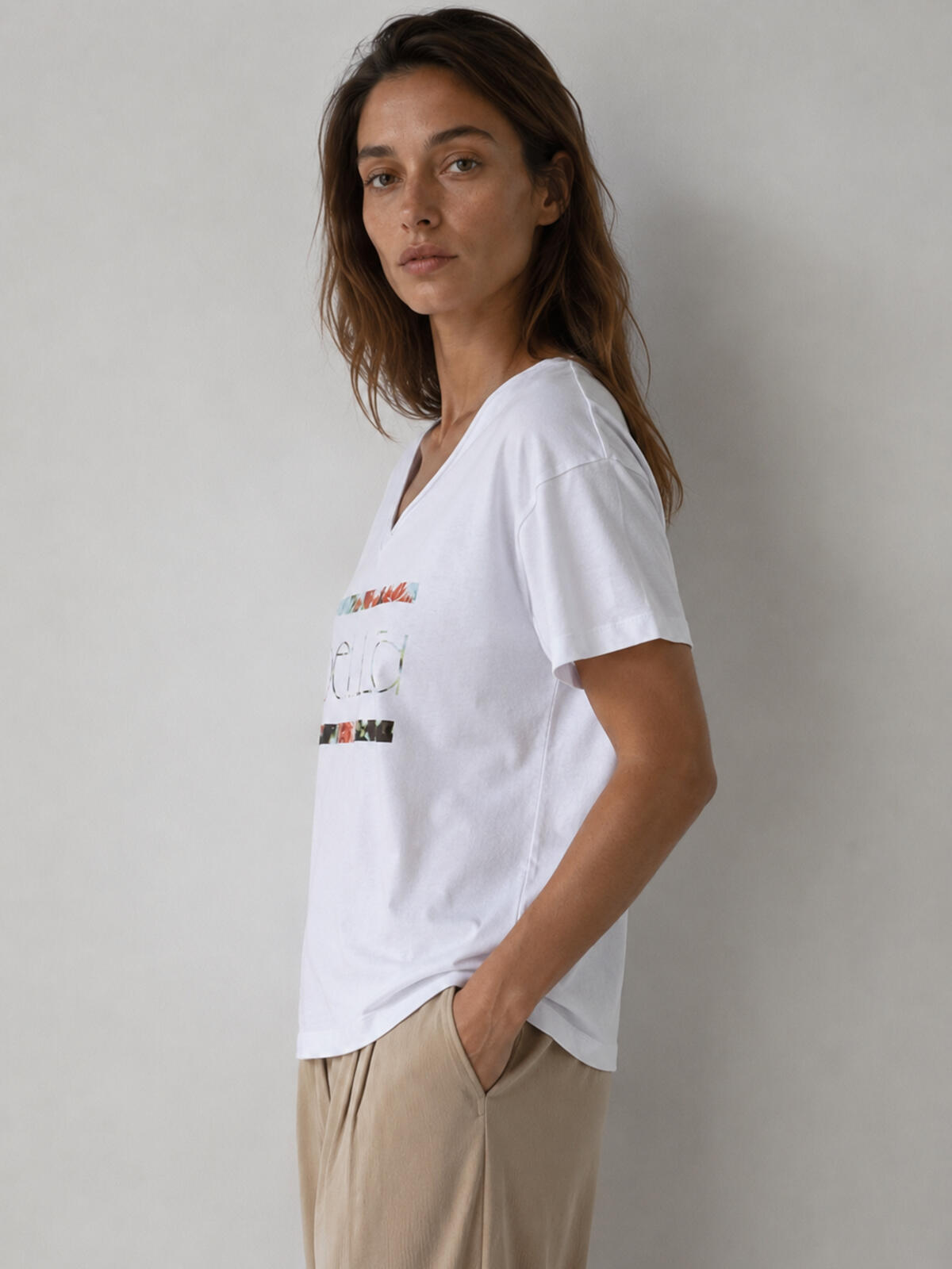 Luźny T-shirt bawełniany