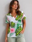 Bawełniany T-shirt z dekoltem w serek