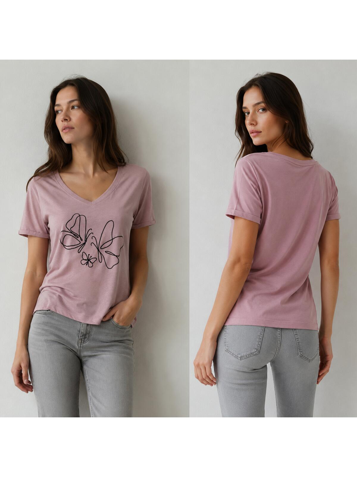 T-shirt z flokowanym wzorem
