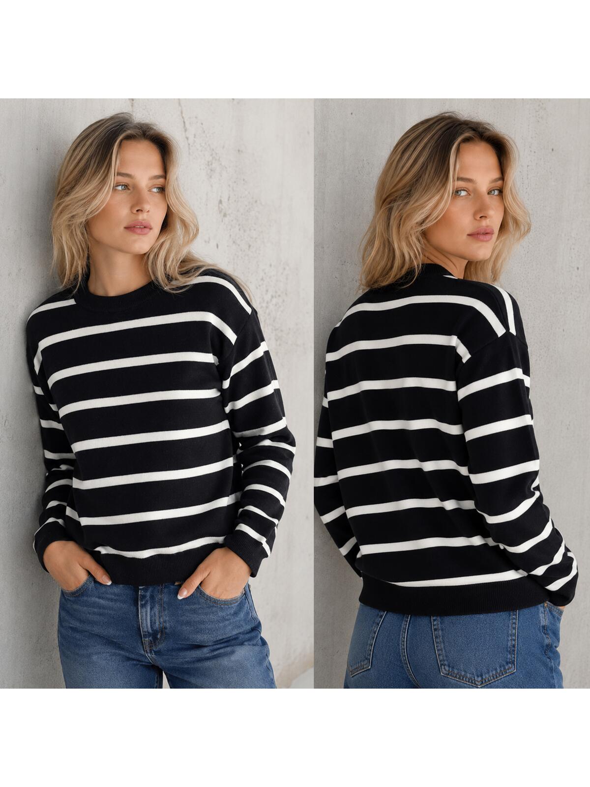 Sweter w paski z wiskozą