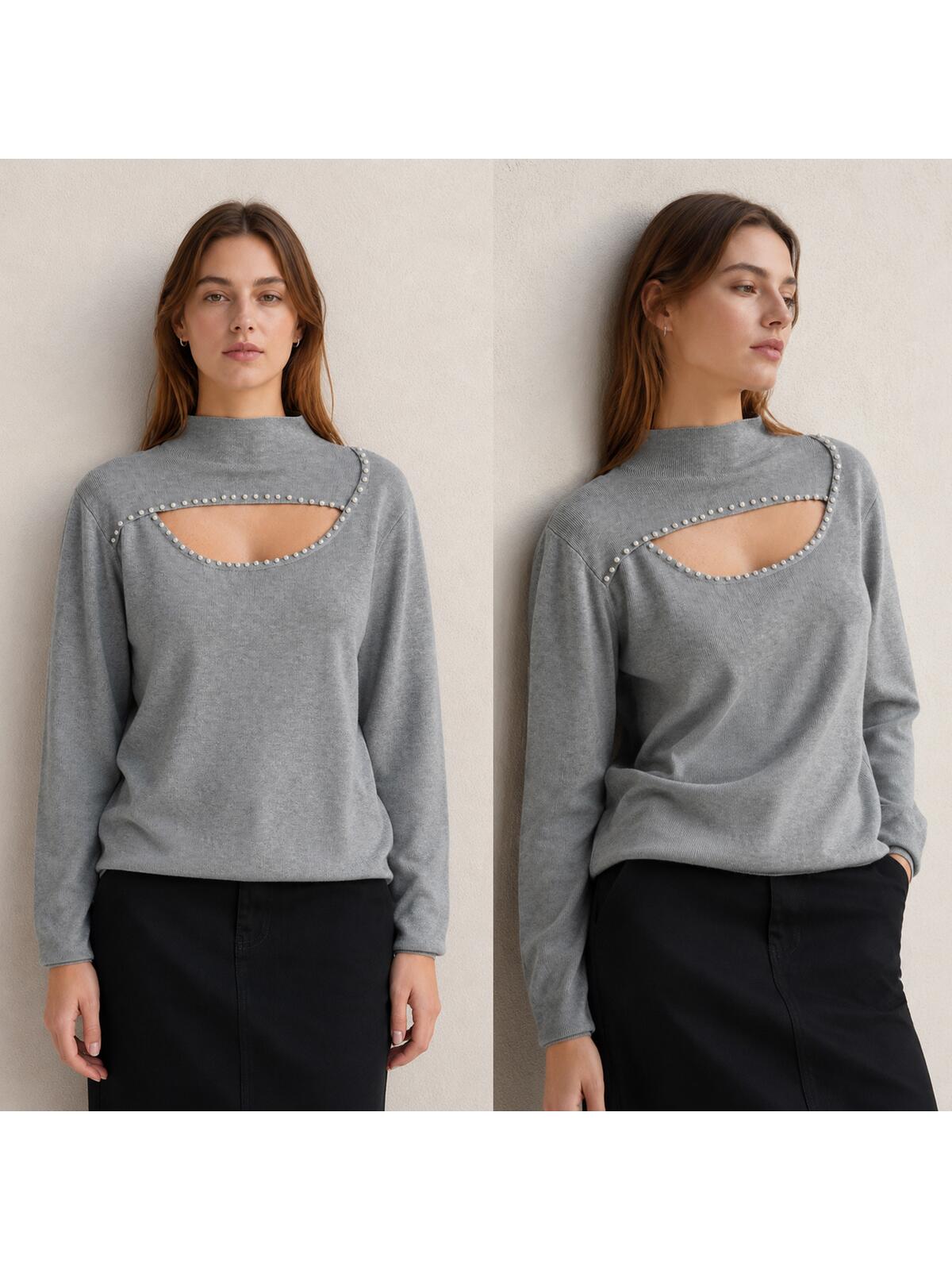 Sweter z ozdobnym dekoltem