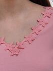 Bluzka z dekoracyjną wstawką na plecach różowa