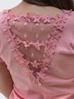 Bluzka z dekoracyjną wstawką na plecach różowa