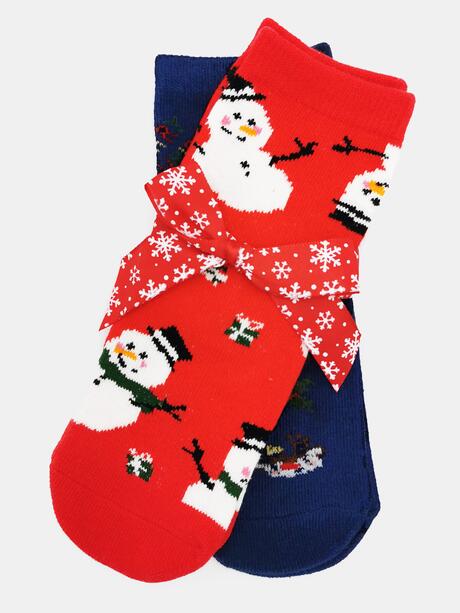 Skarpety dziecięce świąteczne 2-pak z ozdobną wstążką