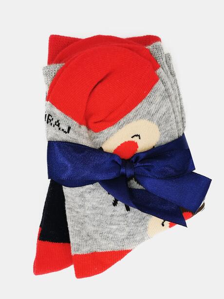 Skarpety dziecięce świąteczne 2-pak z ozdobną wstążką