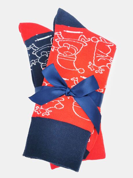 Skarpety męskie świąteczne 2-pak z ozdobną wstążką