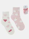 Skarpetki dziecięce boucle 2-pak z ozdobną wstążką