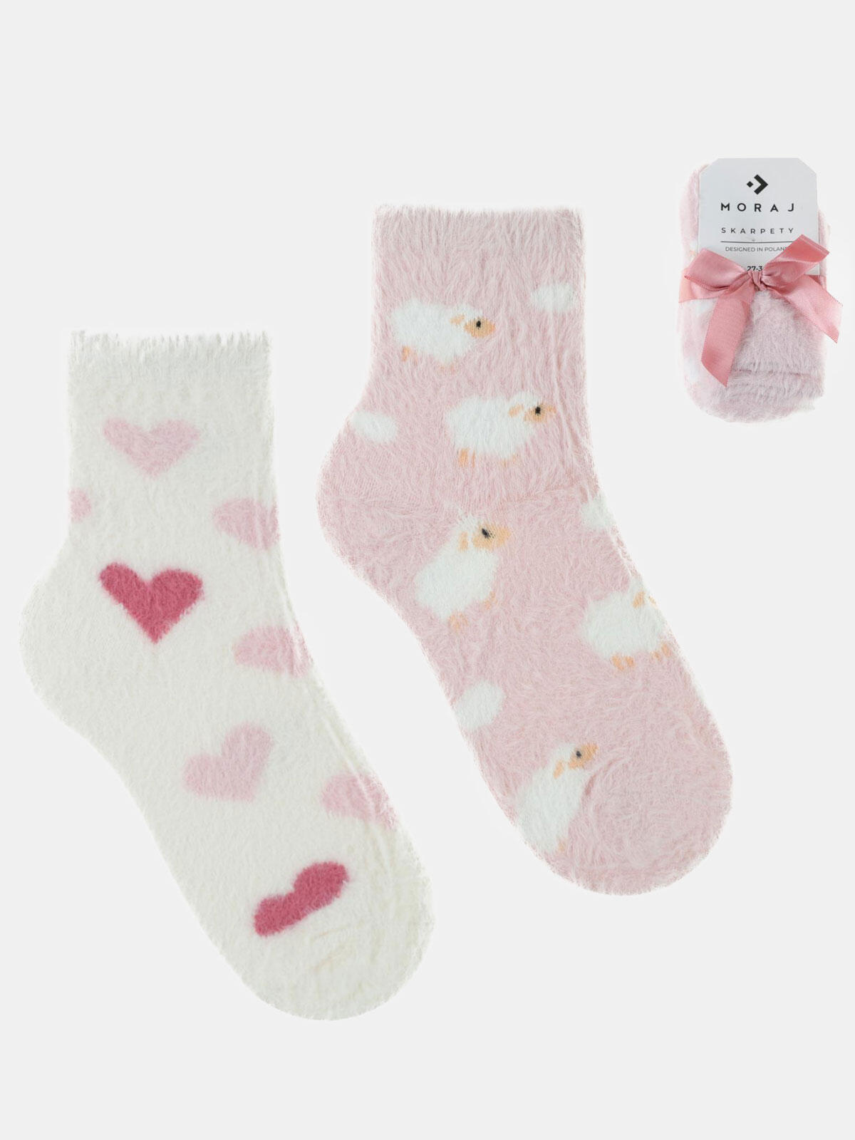 Skarpetki dziecięce boucle 2-pak z ozdobną wstążką