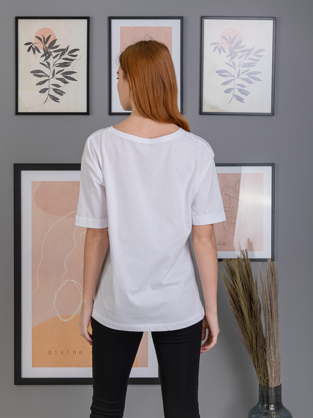 T-shirt oversize z napisem