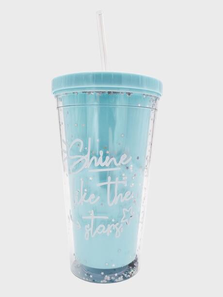 Kubek ze słomką i brokatem