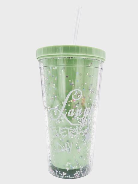 Kubek ze słomką i brokatem