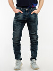 Marszczone męskie jeansy z przetarciami