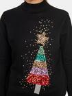 Sweter świąteczny z choinką cekinową