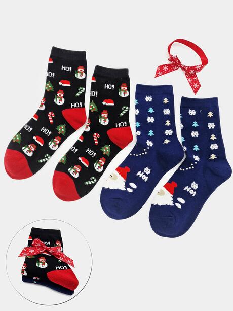 2-pak Świąteczny 39-41 damski z ozdobną wstążką