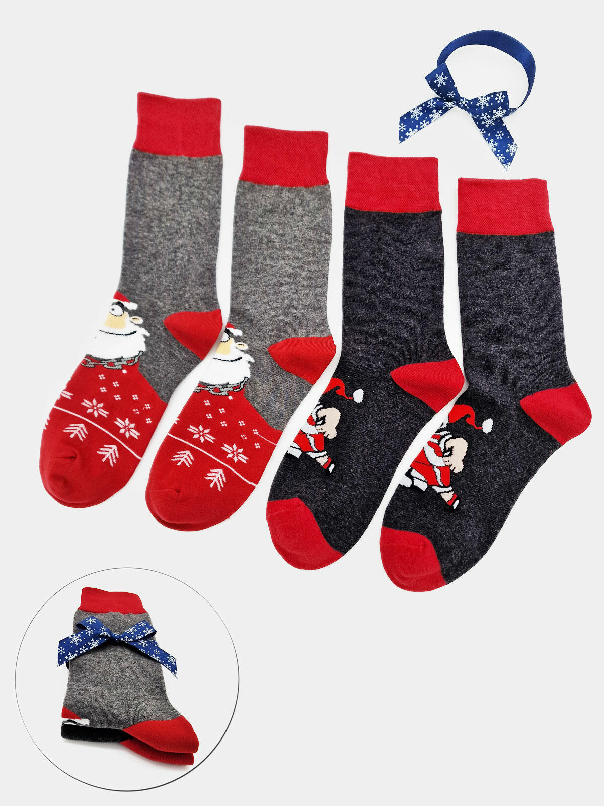 2-pak Świąteczny 43-45 męski z ozdobną wstążką