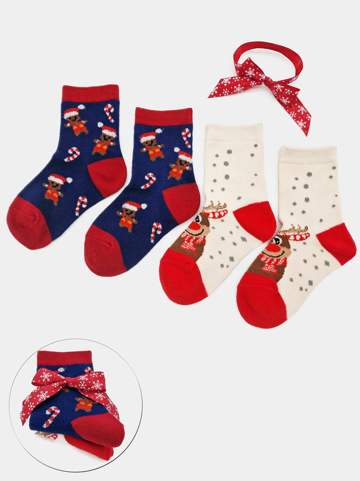 2-pak Świąteczny 27-30 dziecięcy z ozdobną wstążką