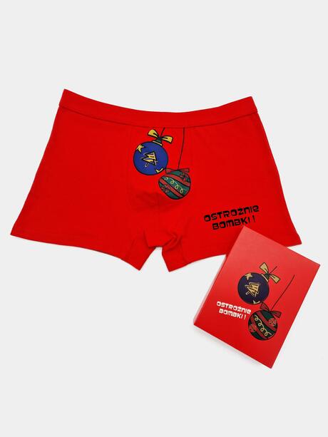 Świąteczne bokserki męskie w prezentowym