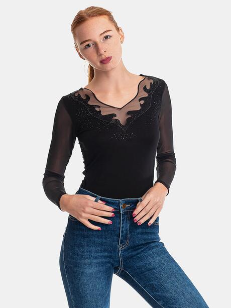 Bluzka z ozdobnymi wstawkami