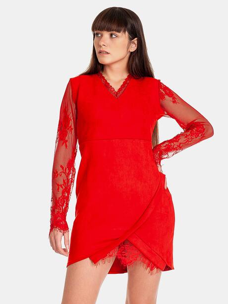 Sukienka damska z koronkowym rękawem