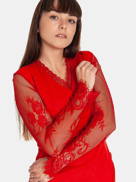 Sukienka damska z koronkowym rękawem