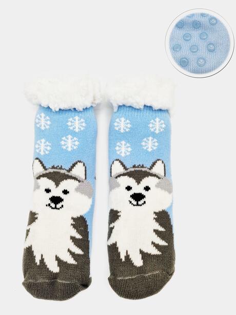 Ciepłe skarpety dziecięce z ABS i futerkiem