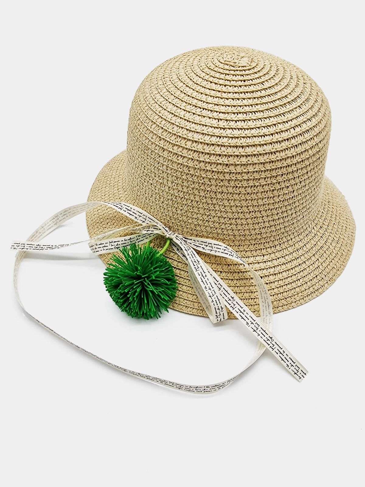 Słomkowy kapelusz z pomponem