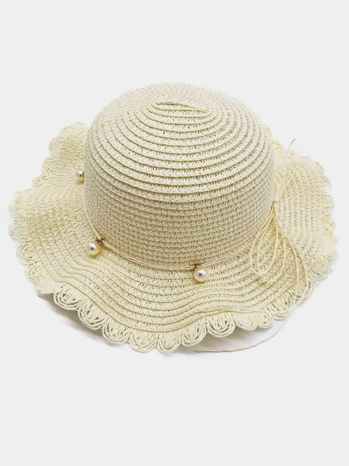 Słomkowy kapelusz z perełkami