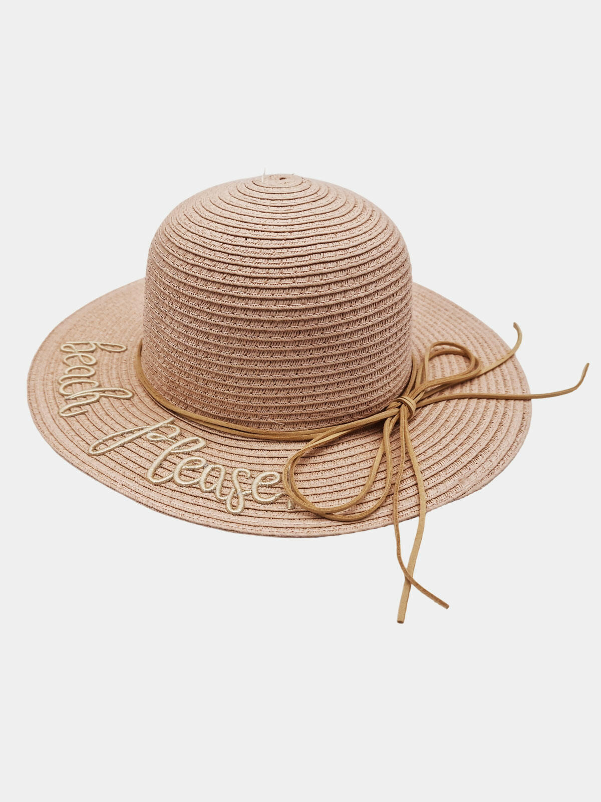 Pleciony kapelusz z rzemykiem