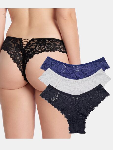 Stringi koronkowe 3-pak