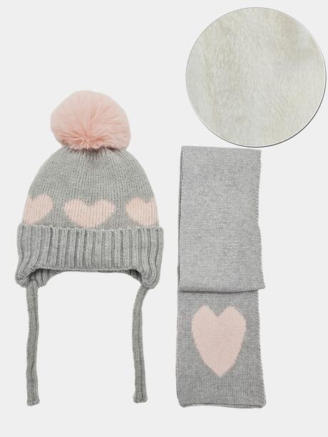 Komplet czapka z pomponem i szalik