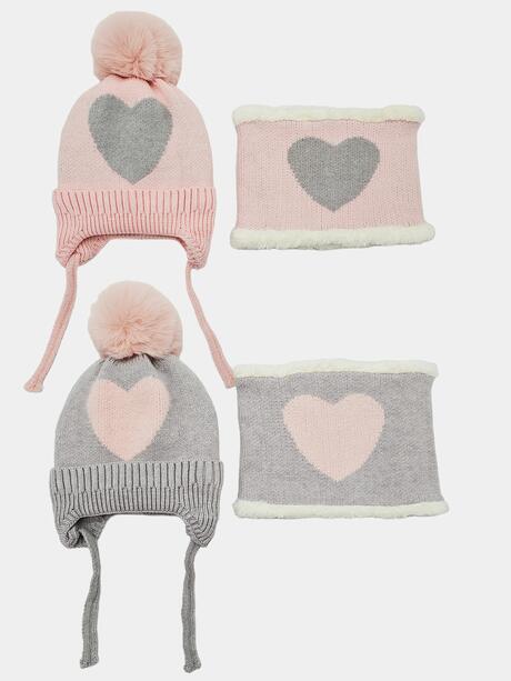 Komplet czapka z pomponem i komin