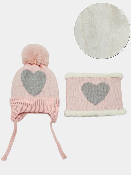 Komplet czapka z pomponem i komin