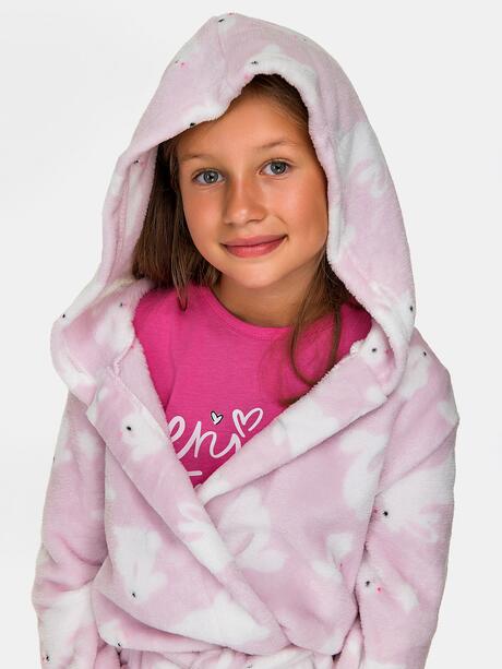Szlafrok dziewczęcy z kapturem