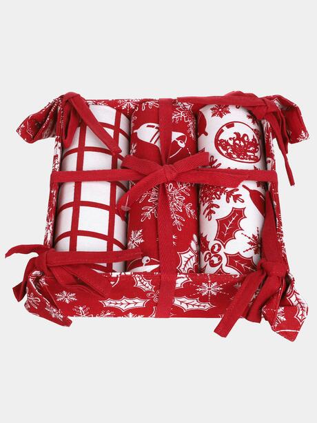 Świąteczny zestaw ręczników kuchennych w koszyczku 3-pak