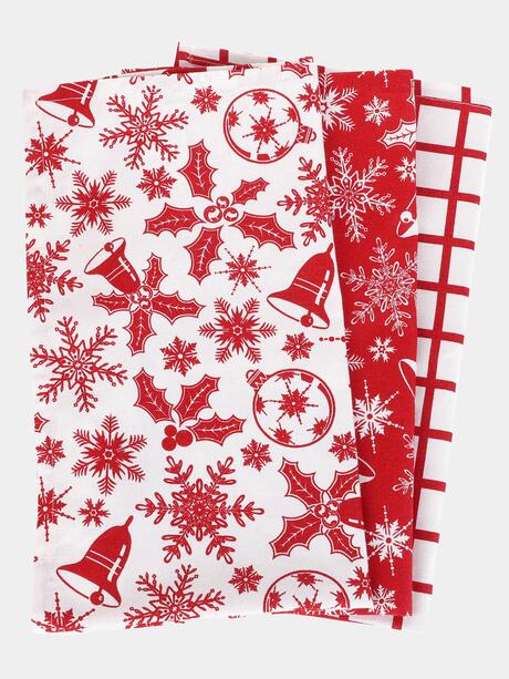 Świąteczny zestaw ręczników kuchennych w koszyczku 3-pak