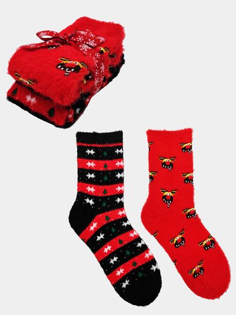 2-pak Świąteczny 39-41 damski z ozdobną wstążką na prezent