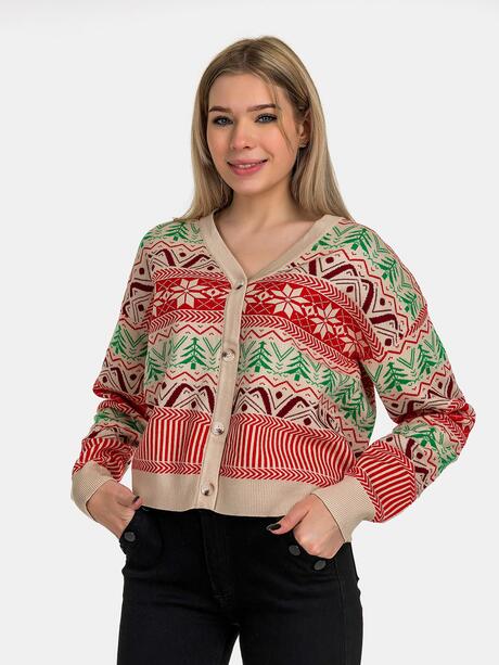 Rozpinany sweter świąteczny