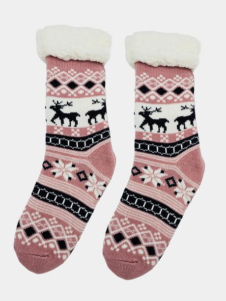 Ciepłe skarpety damskie bambosze norweski wzór