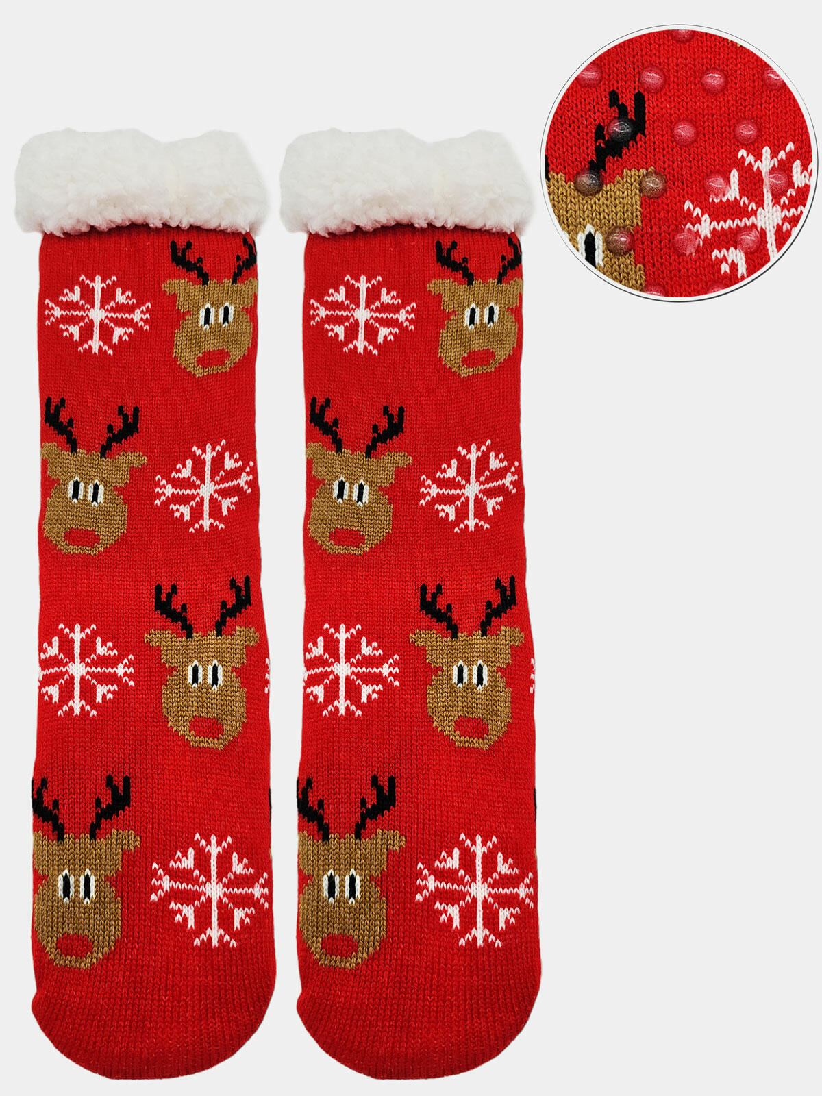 Świateczne skarpety damskie bambosze ciepłe z ABS