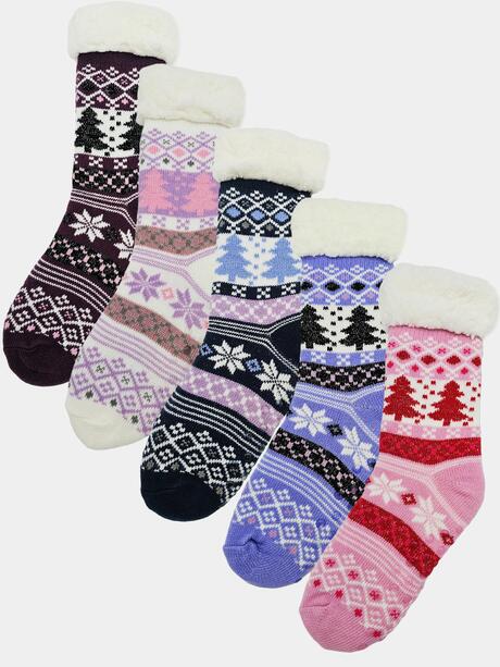 Ciepłe skarpety damskie bambosze norweski wzór