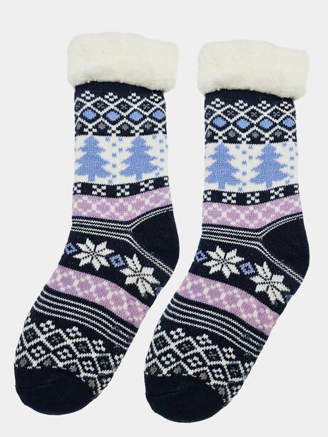 Ciepłe skarpety damskie bambosze norweski wzór