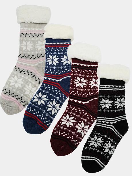Ciepłe skarpety damskie bambosze norweski wzór