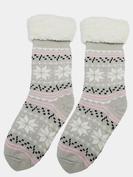 Ciepłe skarpety damskie bambosze norweski wzór