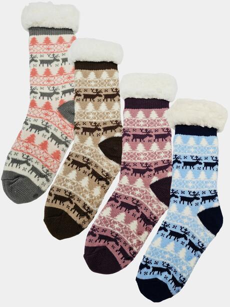 Ciepłe skarpety damskie bambosze norweski wzór