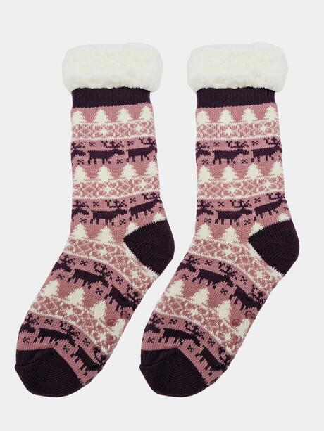 Ciepłe skarpety damskie bambosze norweski wzór