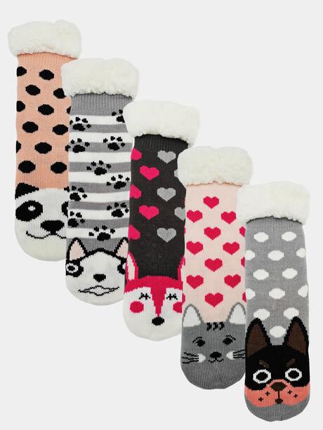 Ciepłe skarpety 31-34 dziecięce bambosze z futerkiem i ABS