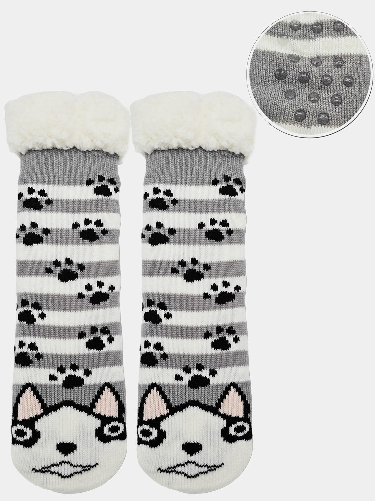 Ciepłe skarpety 31-34 dziecięce bambosze z futerkiem i ABS