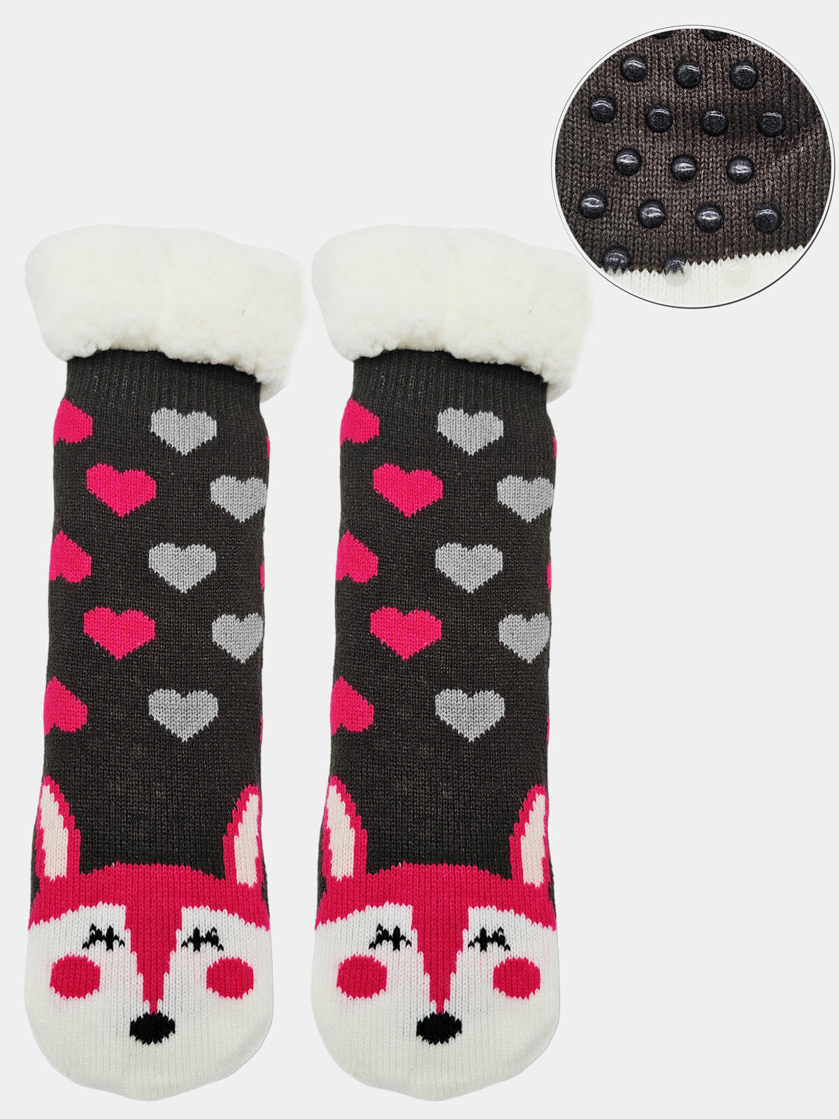 Ciepłe skarpety 31-34 dziecięce bambosze z futerkiem i ABS