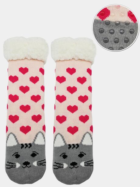 Ciepłe skarpety 31-34 dziecięce bambosze z futerkiem i ABS