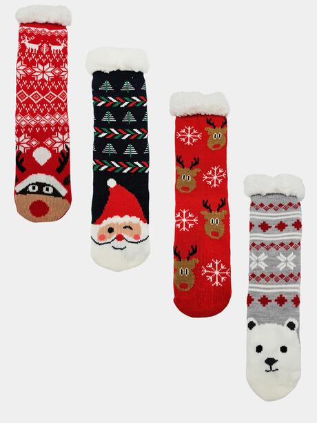 Świateczne skarpety damskie bambosze ciepłe z ABS